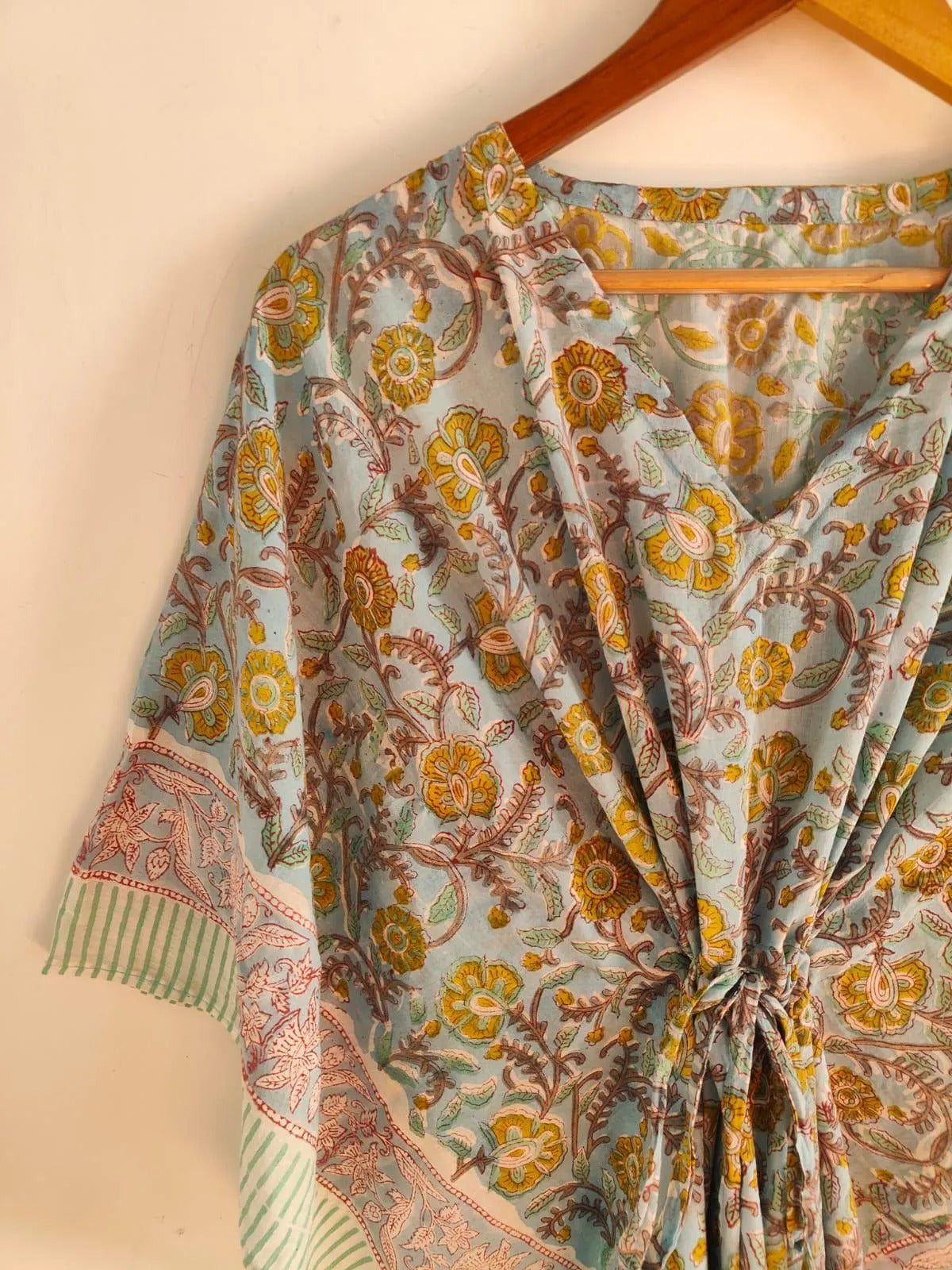 Block Print Cotton Kaftan , Caftan Floral Handmade Dress