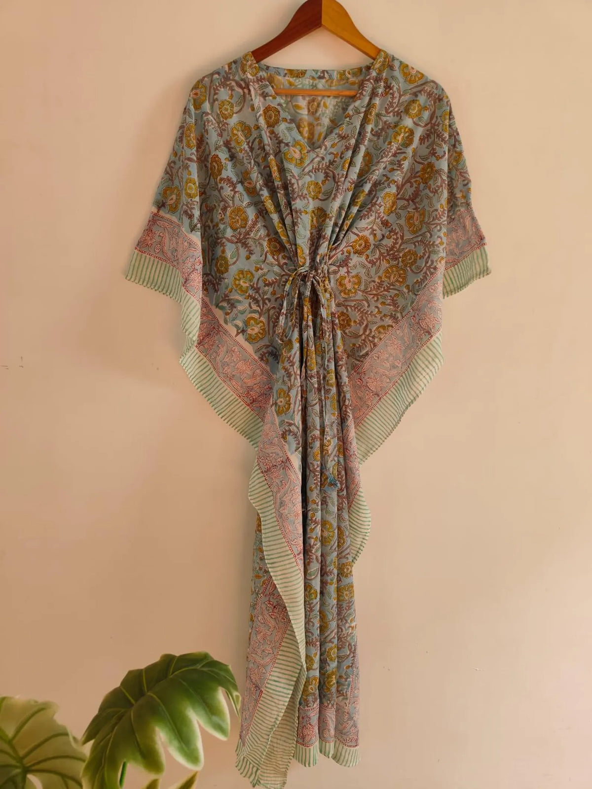 Block Print Cotton Kaftan , Caftan Floral Handmade Dress