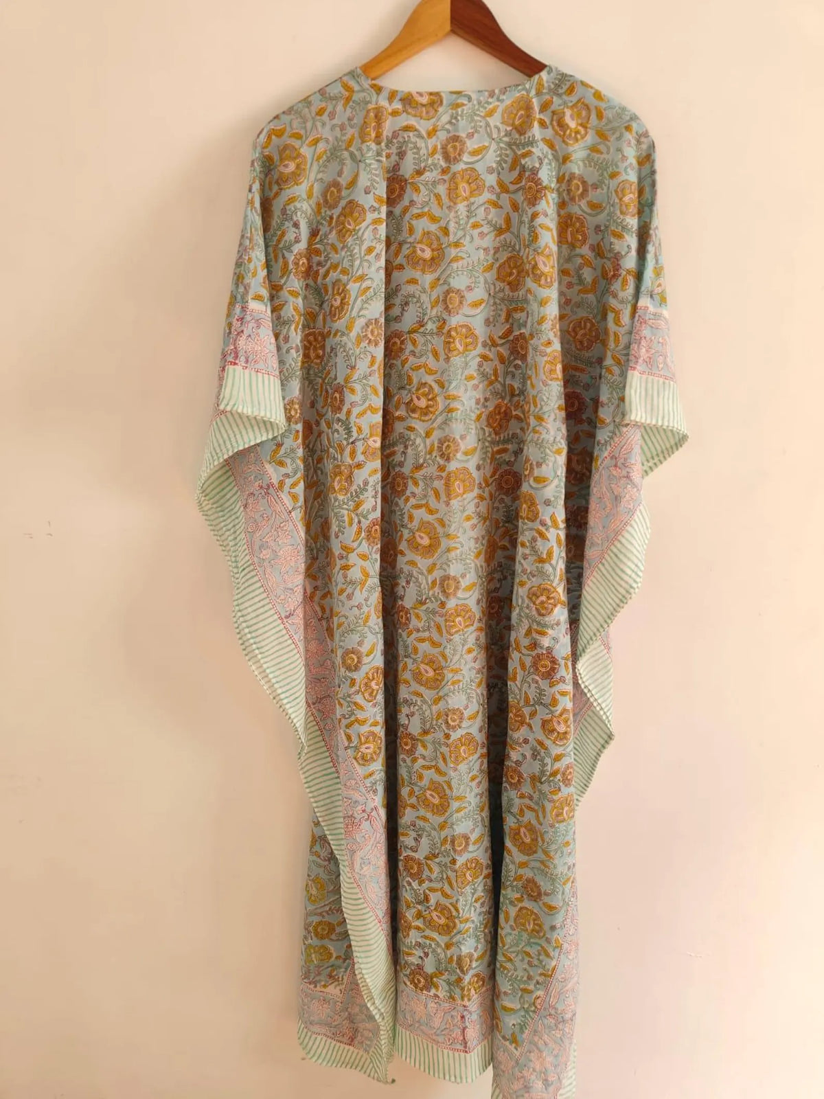 Block Print Cotton Kaftan , Caftan Floral Handmade Dress