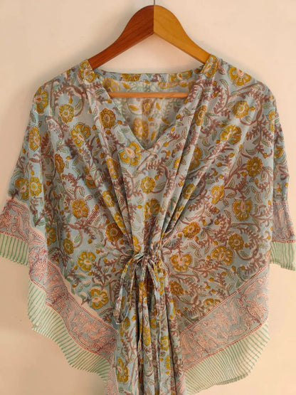 Block Print Cotton Kaftan , Caftan Floral Handmade Dress
