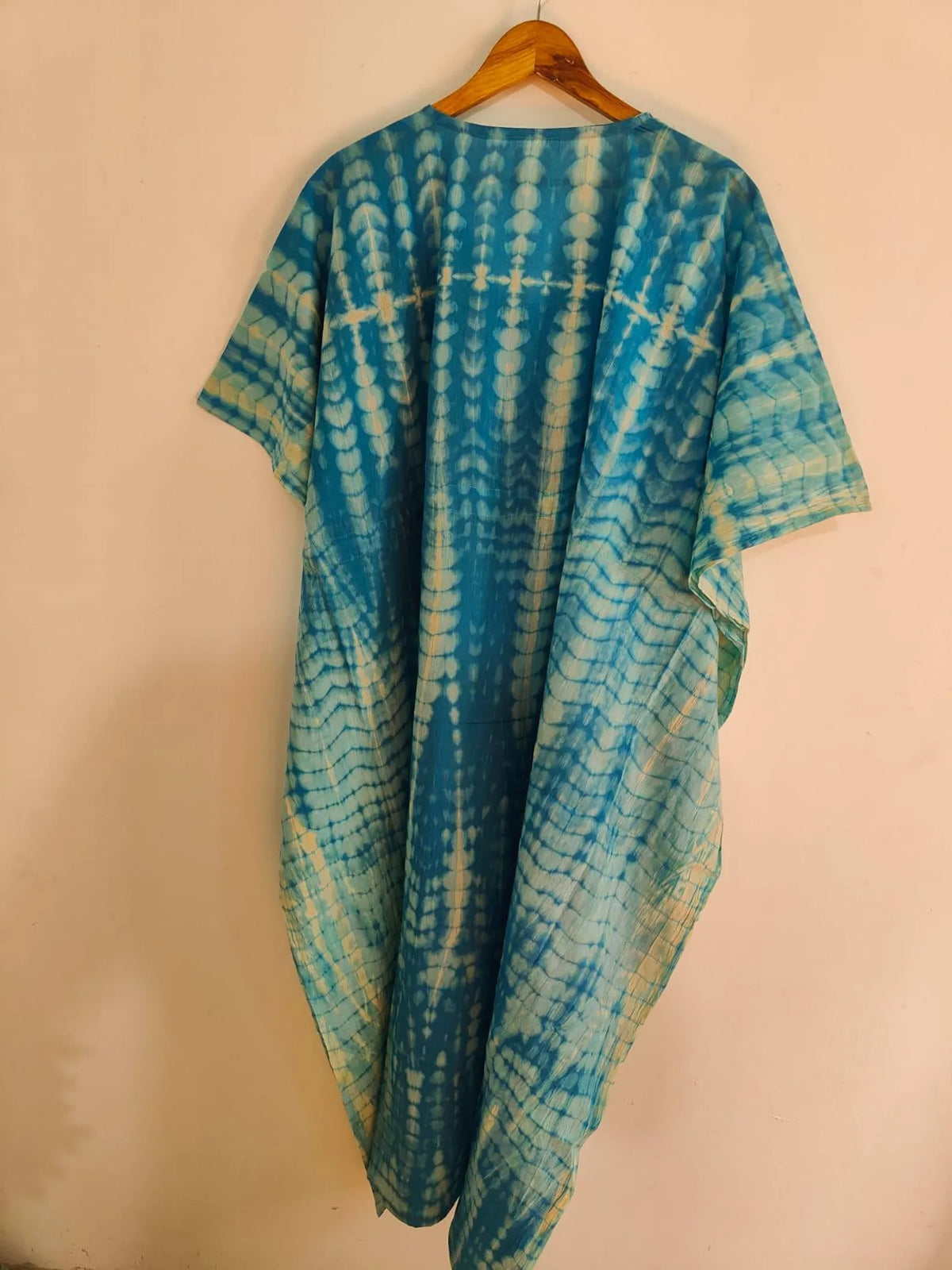 Indian Turquoise Cotton Tie Dye Kaftan , Caftan Lightweight Summer Dress